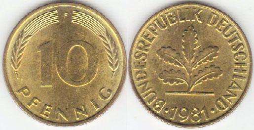 1981 F Germany 10 Pfennig (Unc) A005399